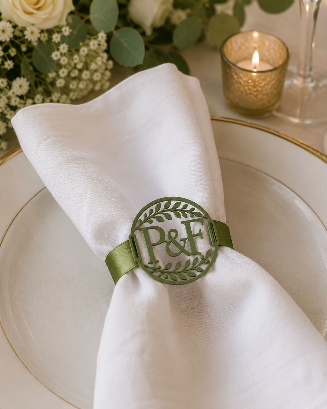 Servilleteros Personalizados para Boda con Iniciales de Novios